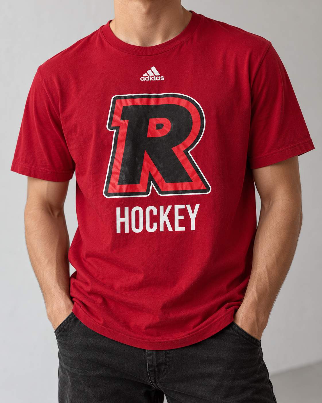 adidas Hockey Amplifier Tee Rot Big R Graphic Shirt Größe M Retro Sportswear