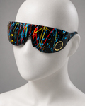 Y2K Shield Sonnenbrille Schwarz Paint Splatter Retro 2000s UV400