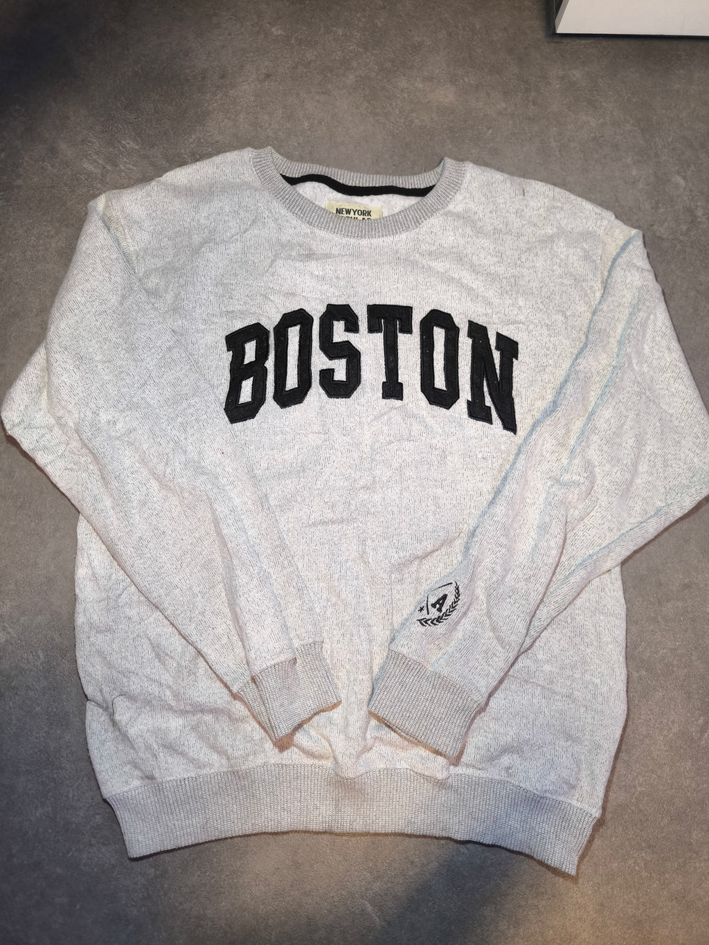 Boston College Sweatshirt Grau Schwarz | New York Popular Gr. L | Varsity