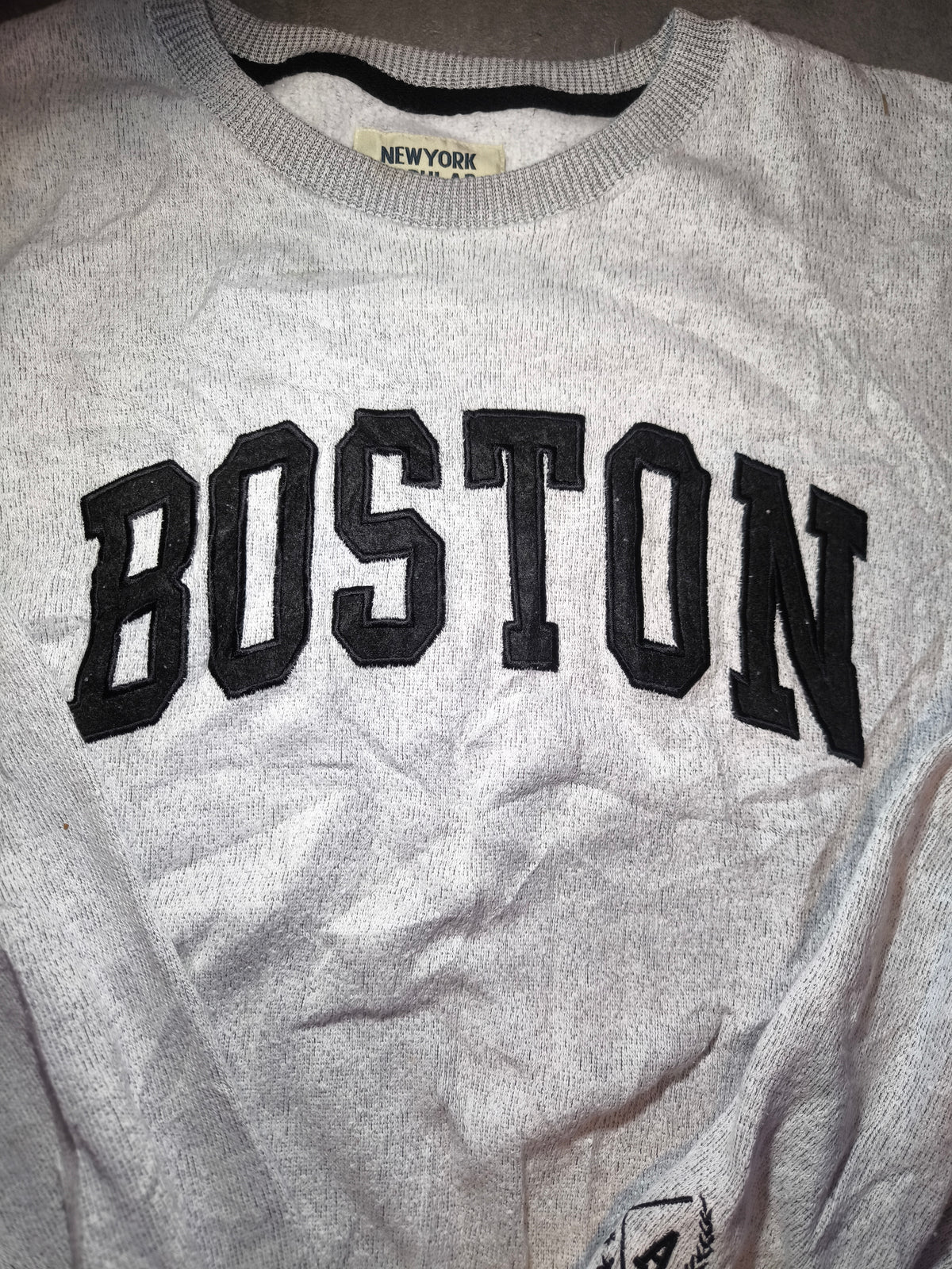 Boston College Sweatshirt Grau Schwarz | New York Popular Gr. L | Varsity