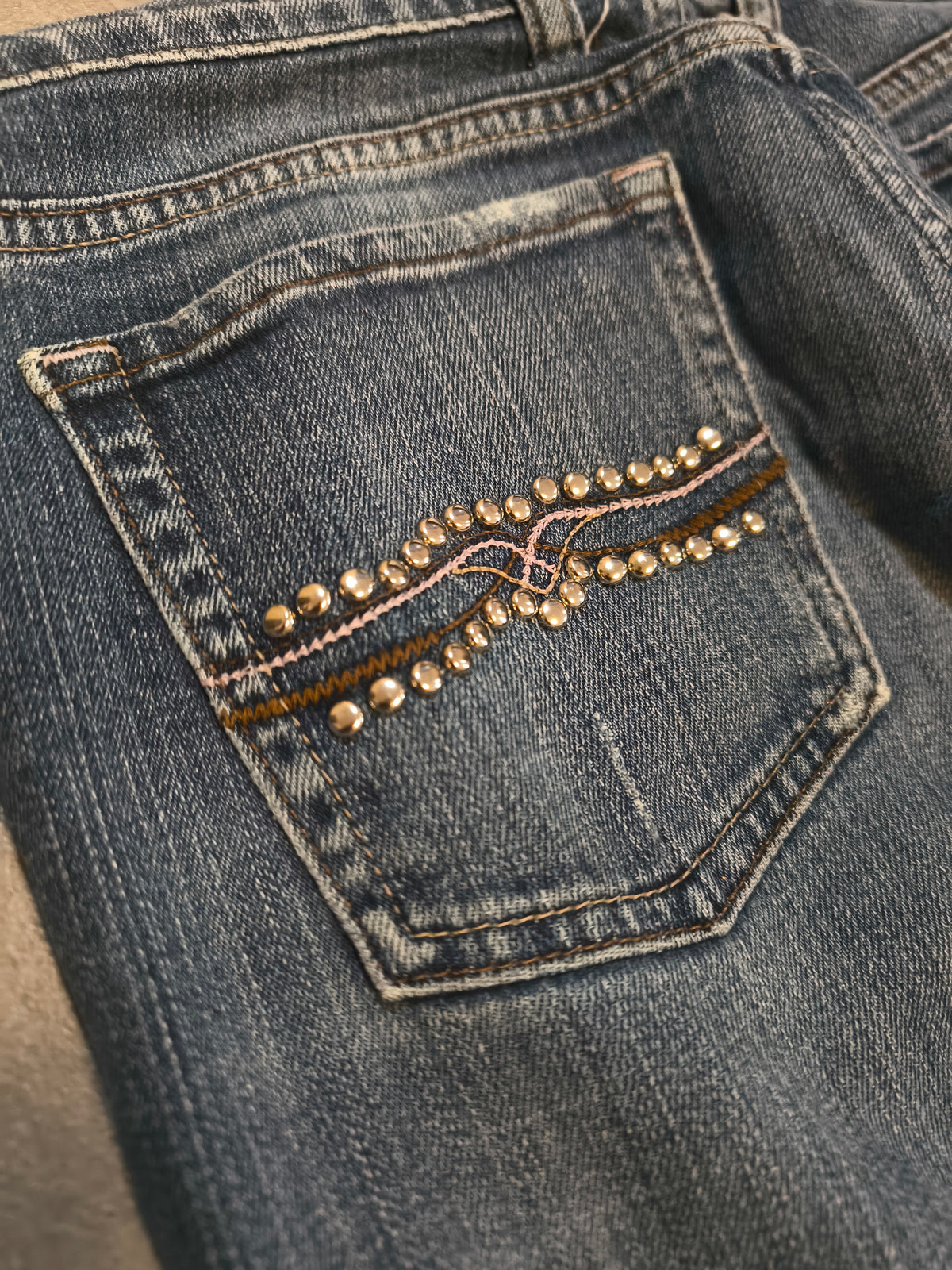 Lucky Brand Bootcut Jeans W28 | Blau Y2K Flared Denim Strass