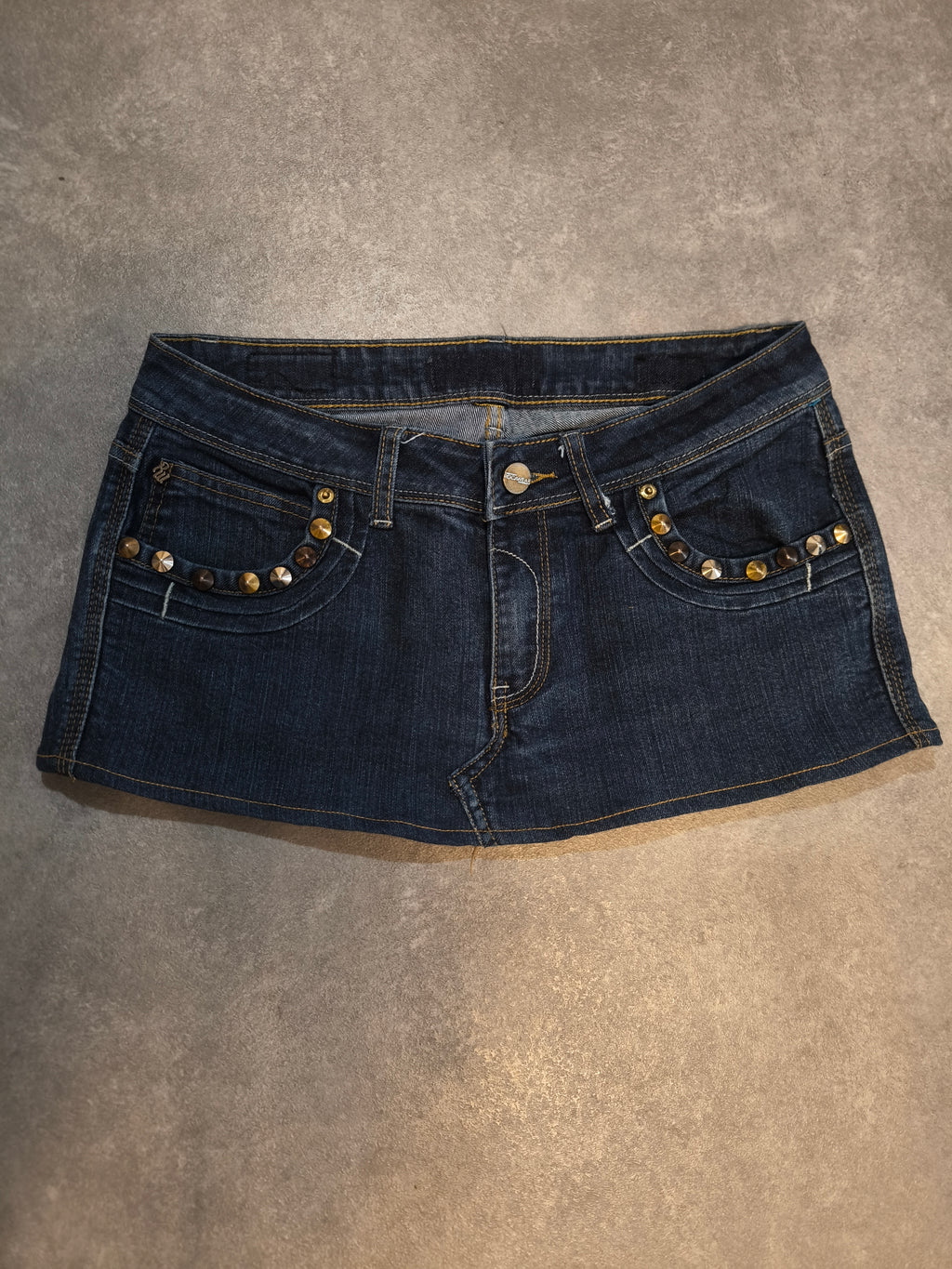 Vintage BONGO Y2K Denim Rock Studded Low Rise 2000s Dark Blue