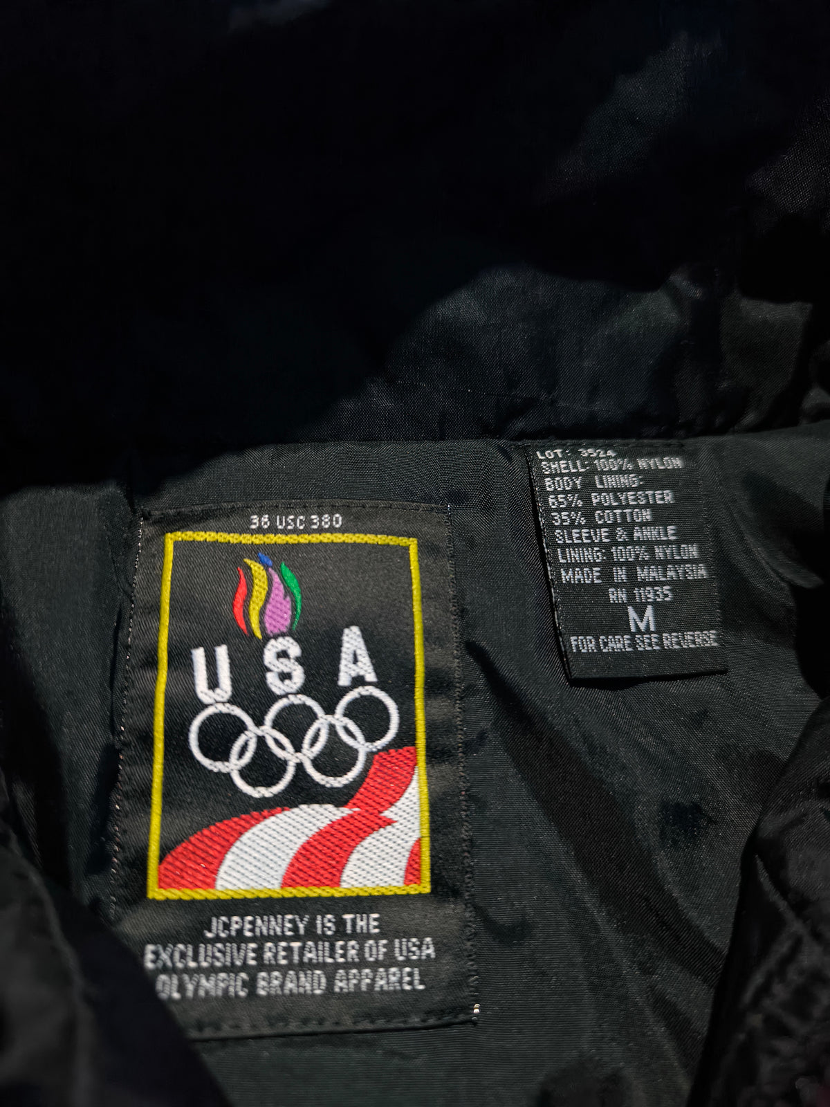 Vintage USA Olympic Windbreaker Jacke + Beanie Größe M Schwarz Rot Team USA