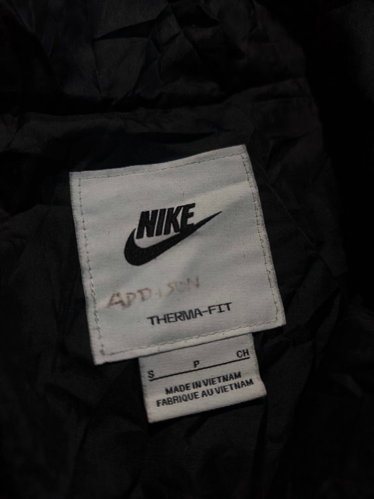 Nike Therma-FIT Vintage Puffer Jacke Schwarz S Big Swoosh Y2K Retro