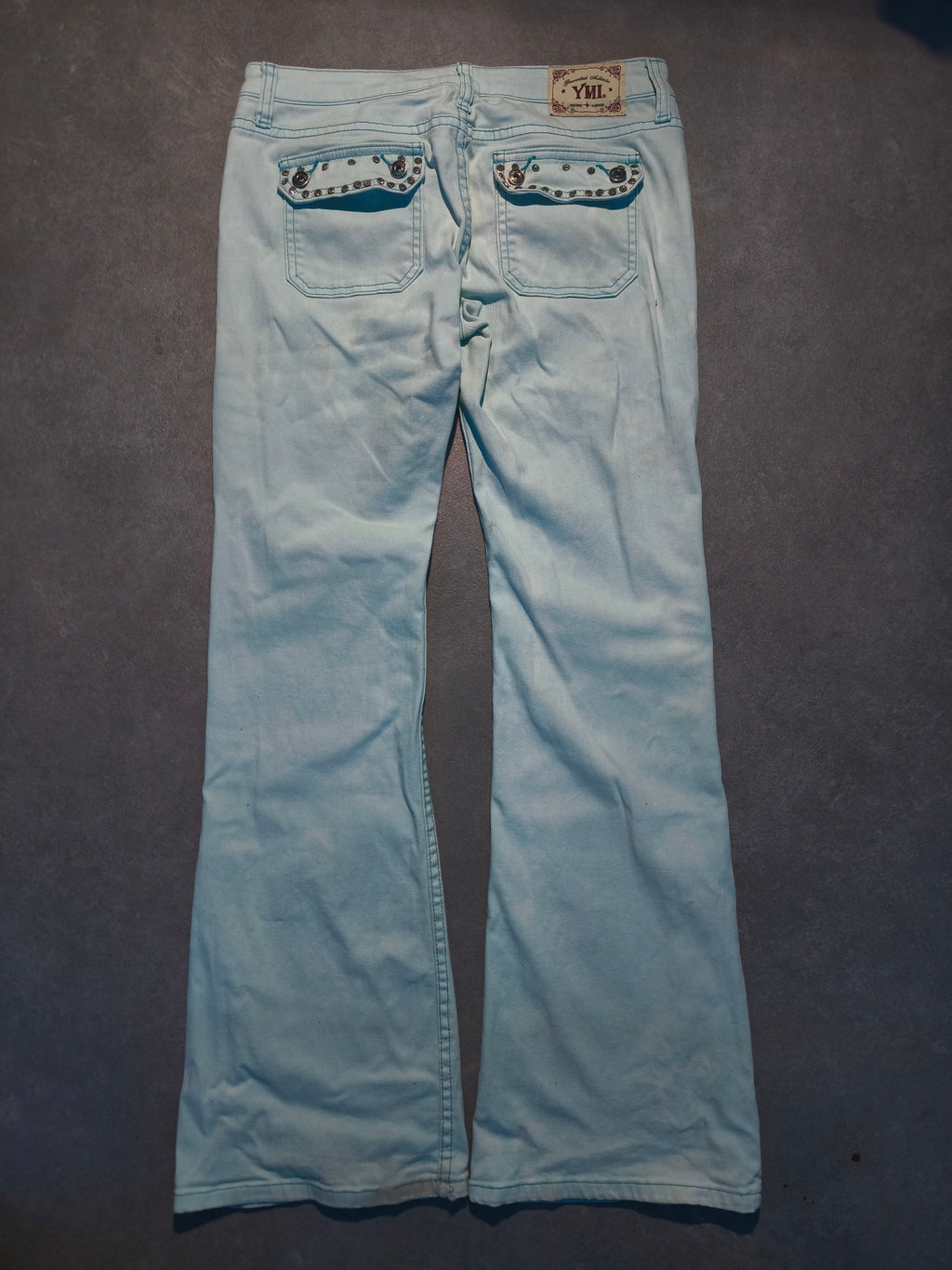 YMI Vintage Y2K Jeans Hellblau Gr. S | Bootcut Flared Rhinestone Low Rise
