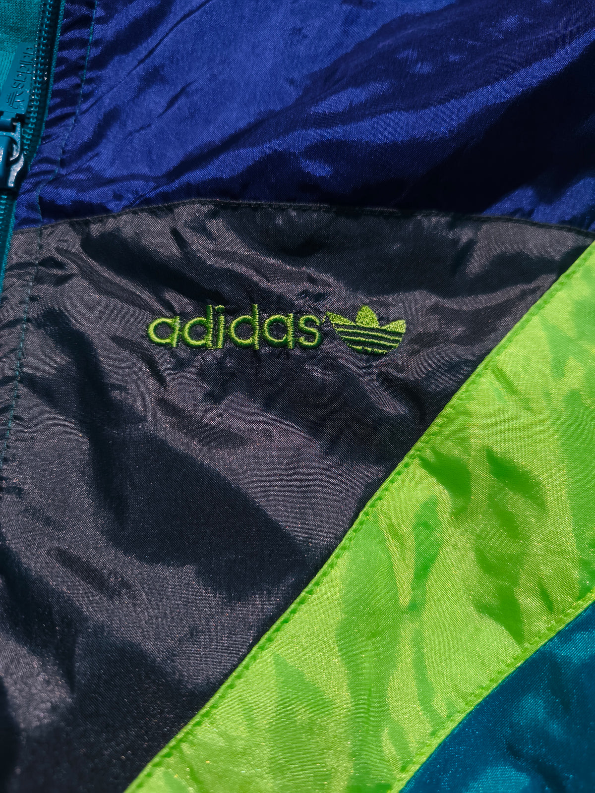 Adidas Vintage Tracksuit Set 80s 90s Türkis Blau Neon | Trefoil L/XL