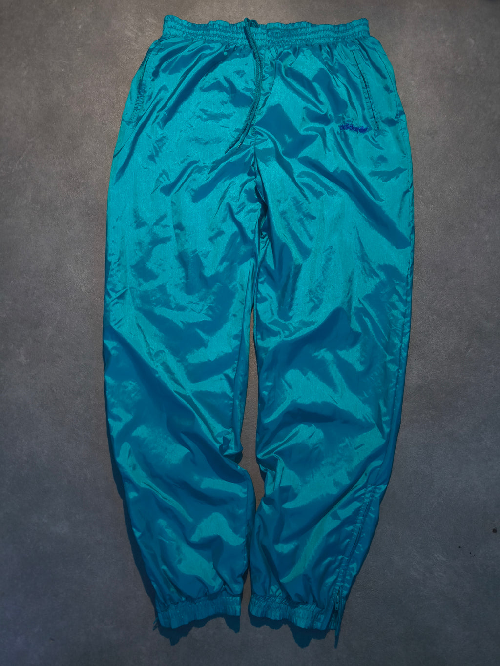 Adidas Vintage Tracksuit Set 80s 90s Türkis Blau Neon | Trefoil L/XL