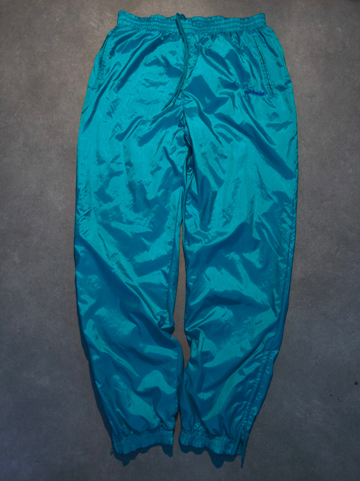 Adidas Vintage Tracksuit Set 80s 90s Türkis Blau Neon | Trefoil L/XL