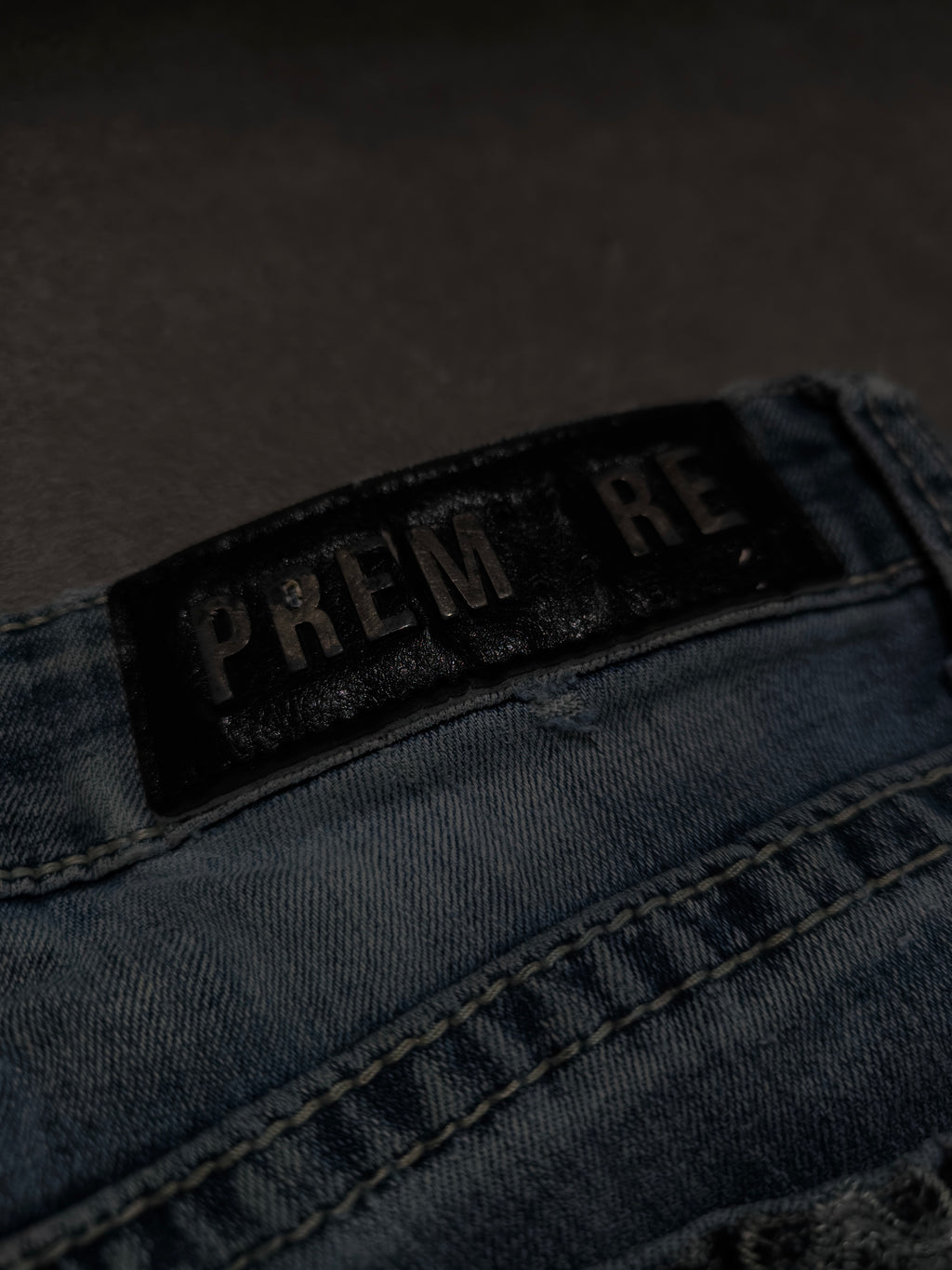 Premiere Y2K Bootcut Jeans Blau Flared Strass Stickerei 2000s Vintage