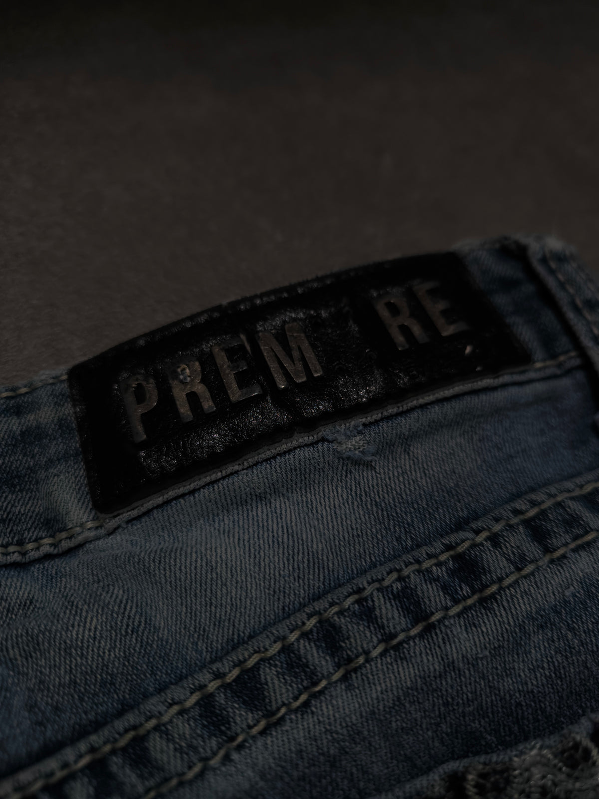 Premiere Y2K Bootcut Jeans Blau Flared Strass Stickerei 2000s Vintage