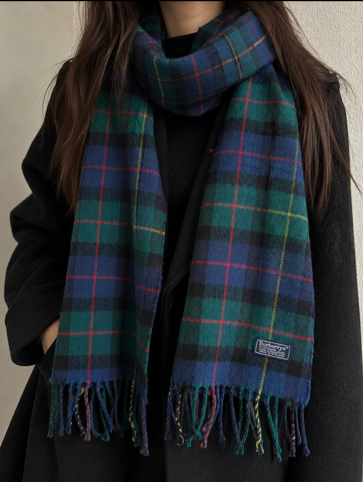 Burberrys Vintage Schal Grün/Blau - 100%
Lambswool- Made in England