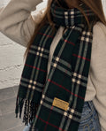 Vintage Burberry Lambswool Schal Dunkelgrün – Tartan