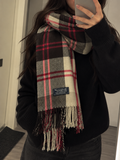Burberrys Vintage Schal Braun/Beige/Rot – 100% Lambswool – Made in England
