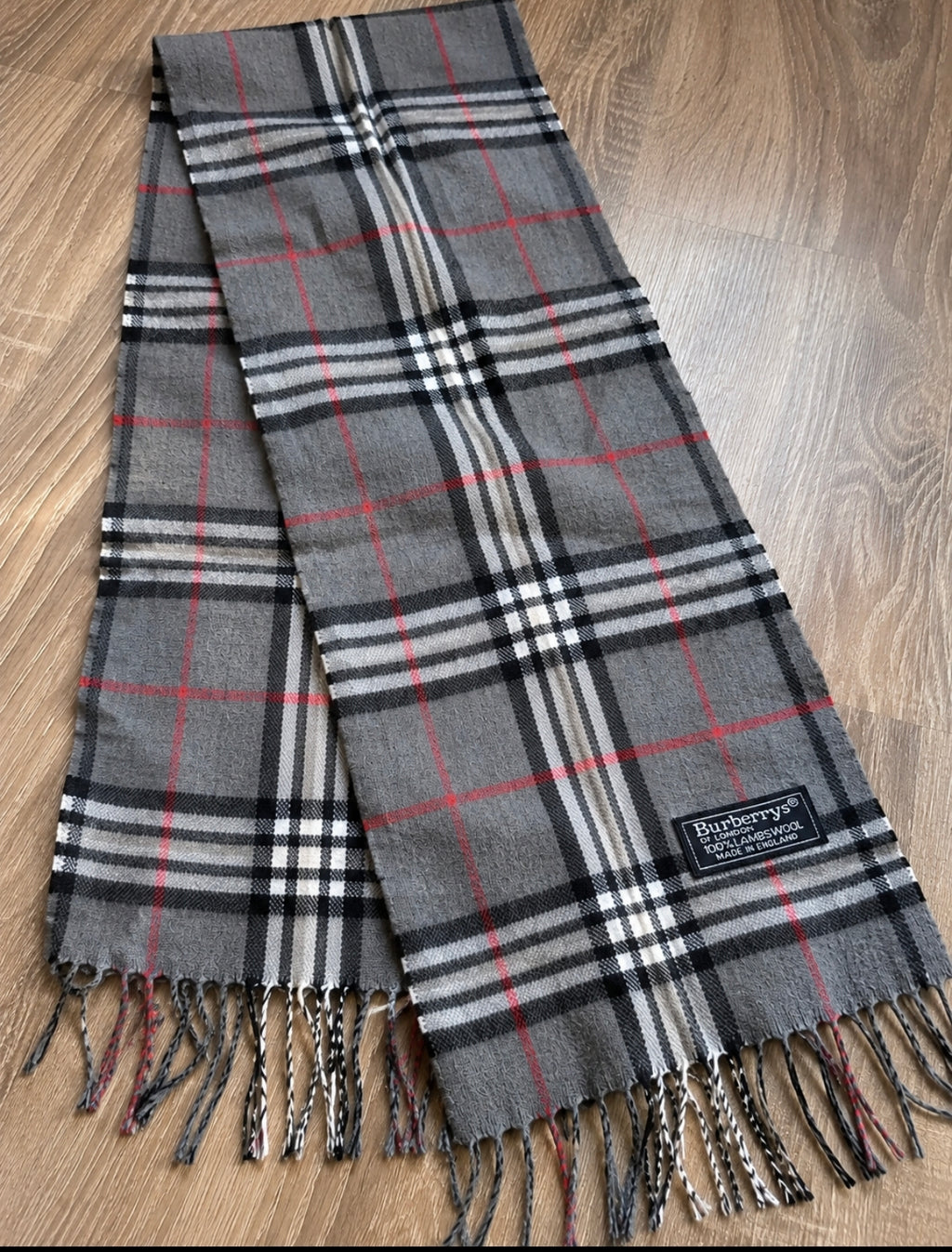 Burberrys Vintage Schal Grau – 100% Lambswool – Made in England