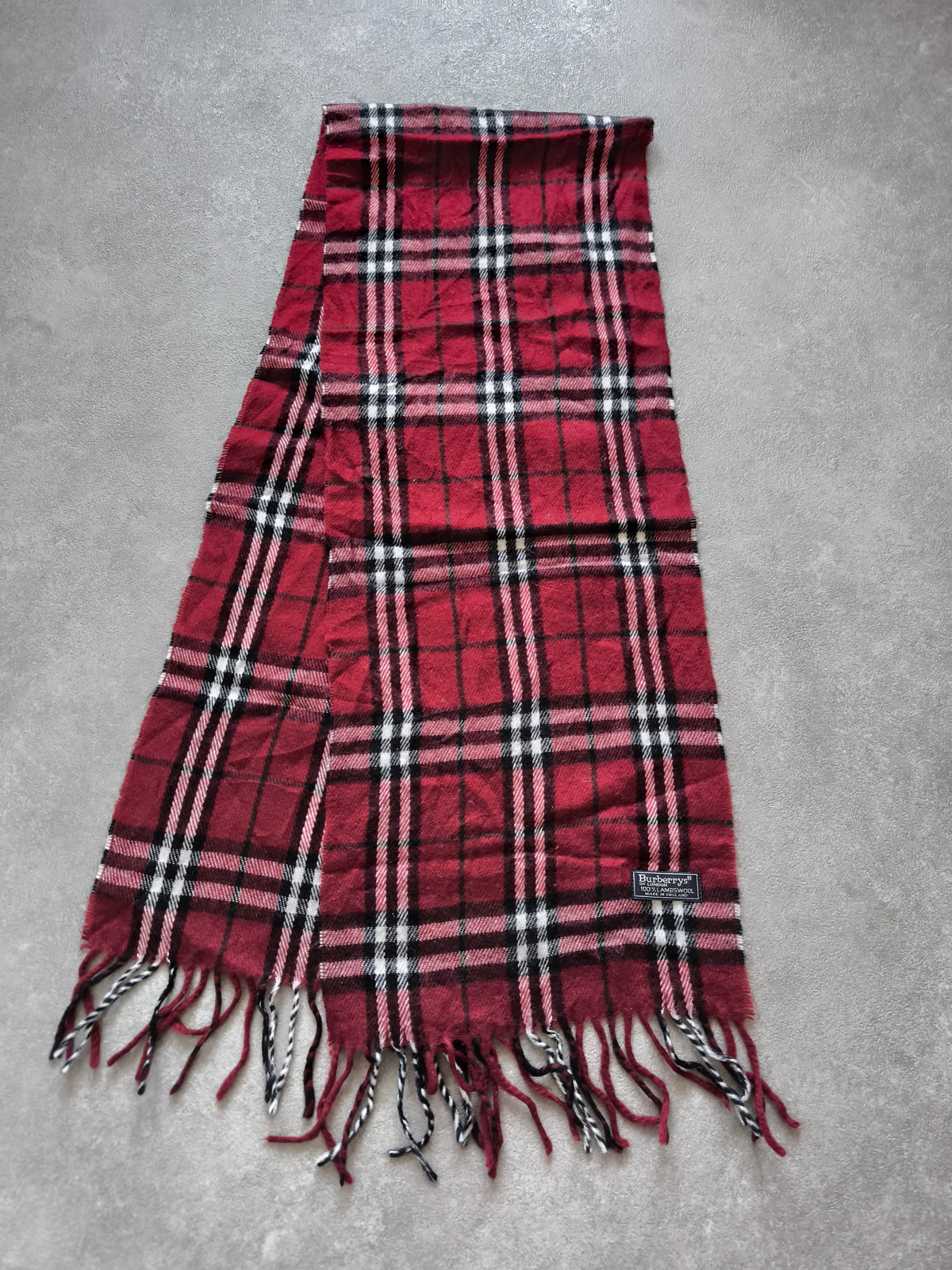 Vintage Burberrys Schal Rot – 100% Lambswool – Made in England