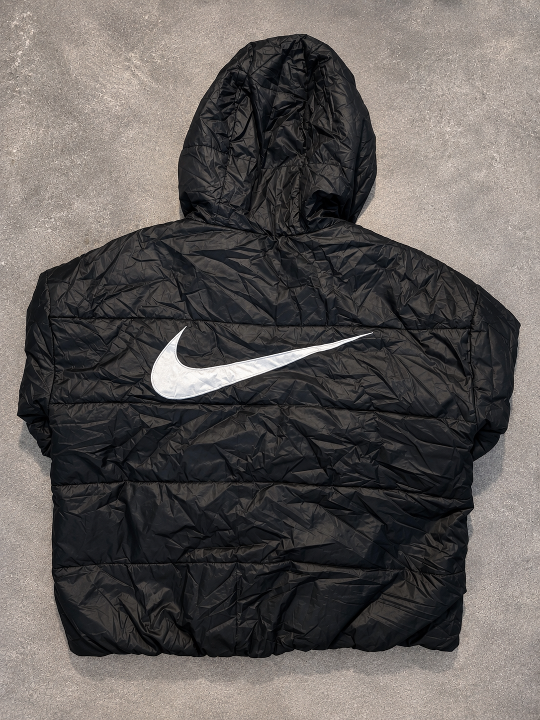 Nike Therma-FIT Vintage Puffer Jacke Schwarz S Big Swoosh Y2K Retro