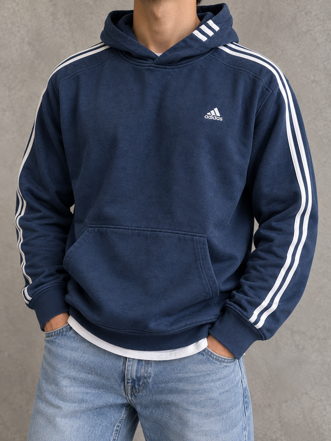 Adidas Vintage Hoodie – Navy / Weiß