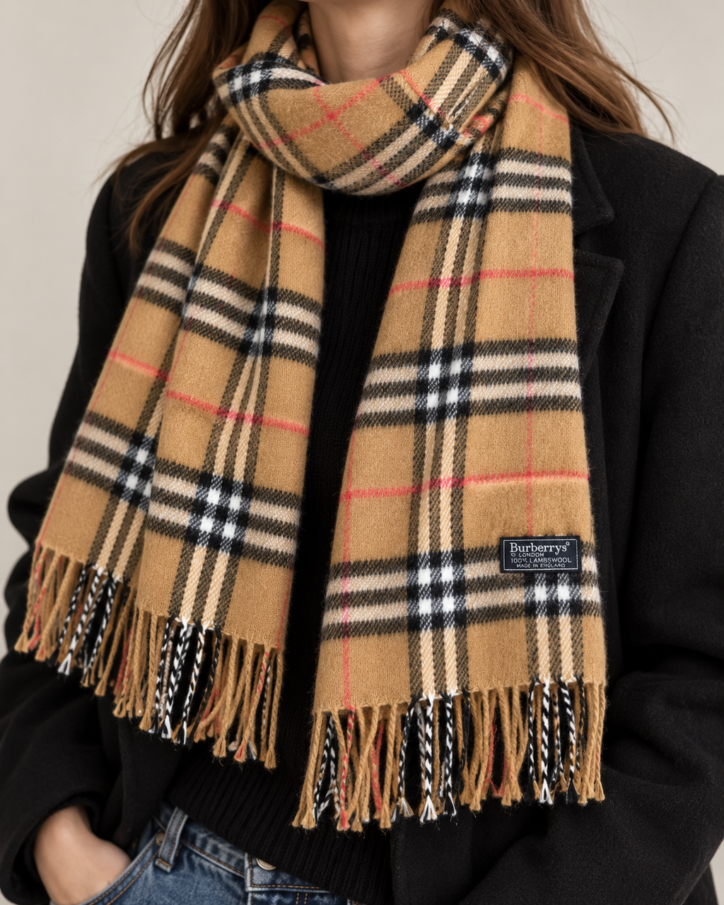 Vintage Burberrys Schal Beige – 100% Lambswool – Made in England